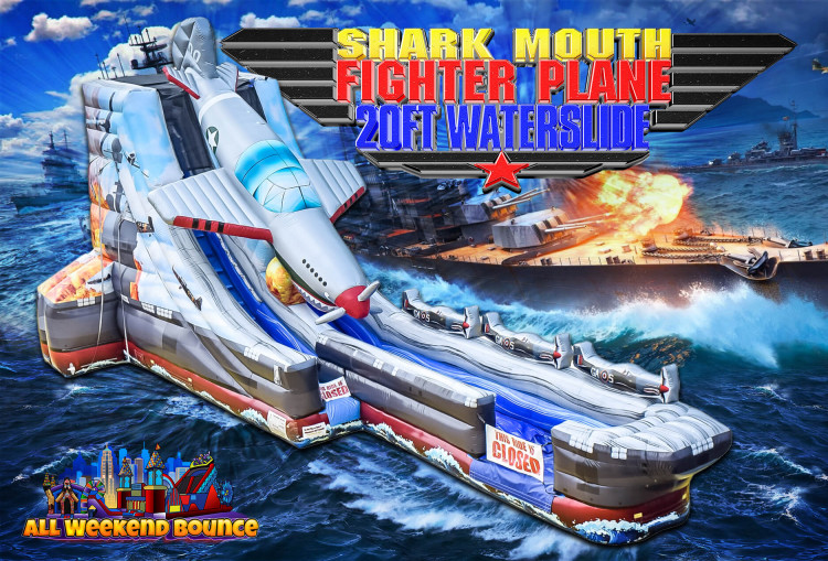 20' Shark Mouth Fighter Jet Water Slide