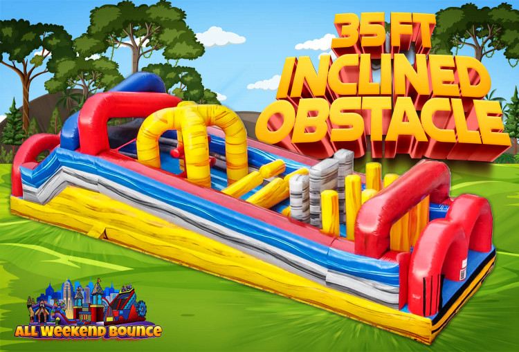 35' Inclined Obstacle Course with Dual Lane Slide