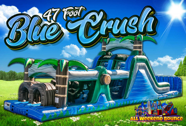 47' Blue Crush Obstacle Course with Dual Lane Slide