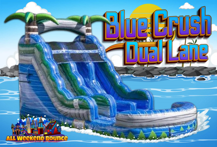 15' Blue Crush Dual Lane Water Slide