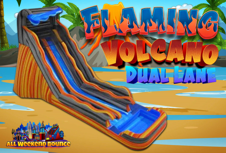 20' Flaming Volcano Dual Lane Water Slide